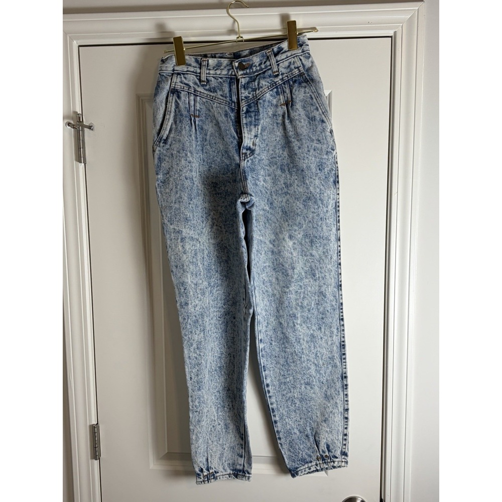 Vintage 80s Sunset Blues Jeans Acid Wash High Rise Tapered USA Mom, Size 9